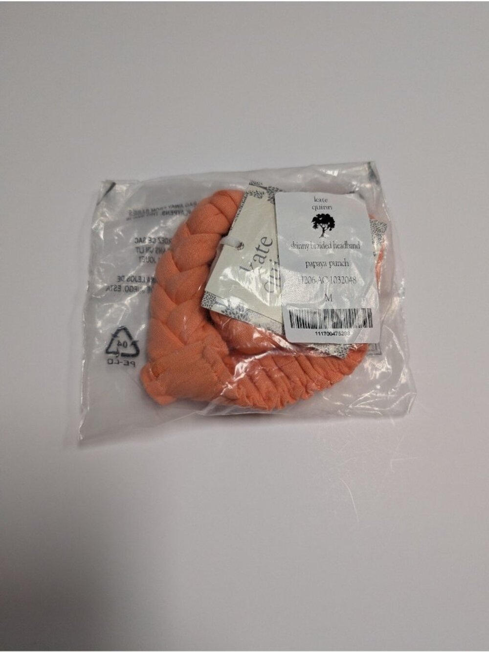 Kate Quinn Skinny Braided Headband Papaya Punch Medium Orange